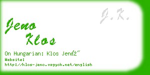 jeno klos business card